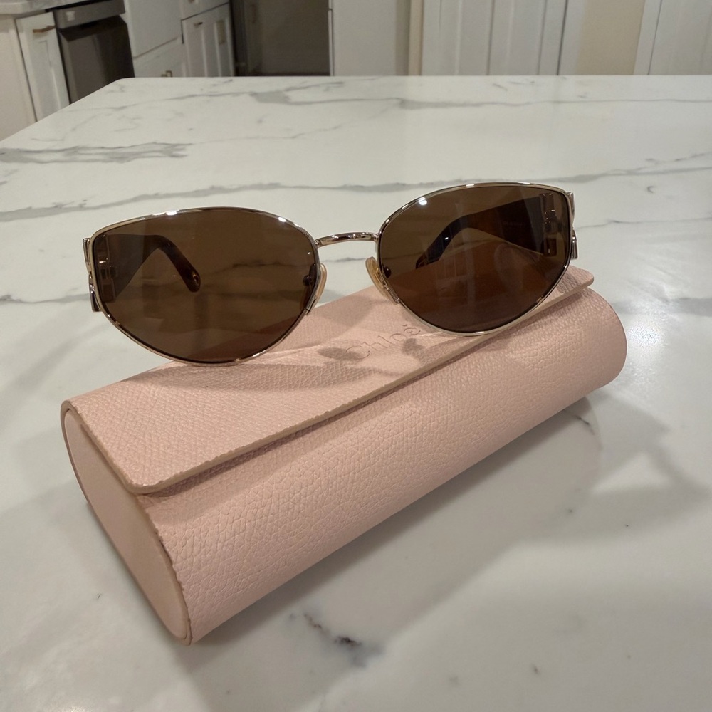 Chloe Brown Sunglasses with Pink Case